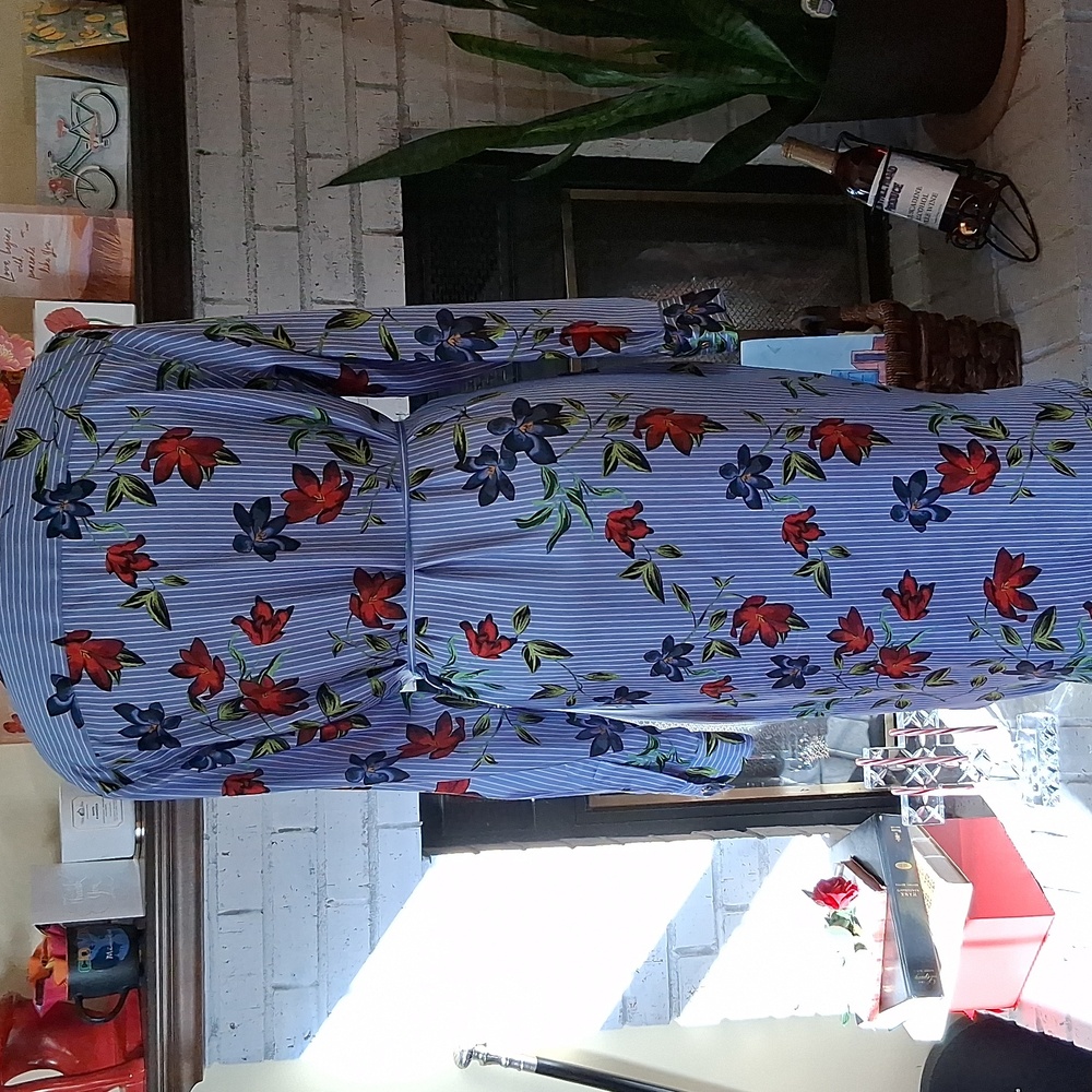 Ralph Lauren Striped Floral Print Shirt Dress - Picture 3 of 4